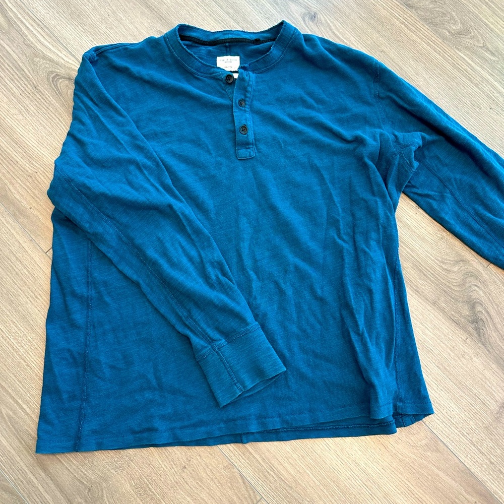 Rag & Bone blue Henley long sleeve sz xxl rare soft EUC
